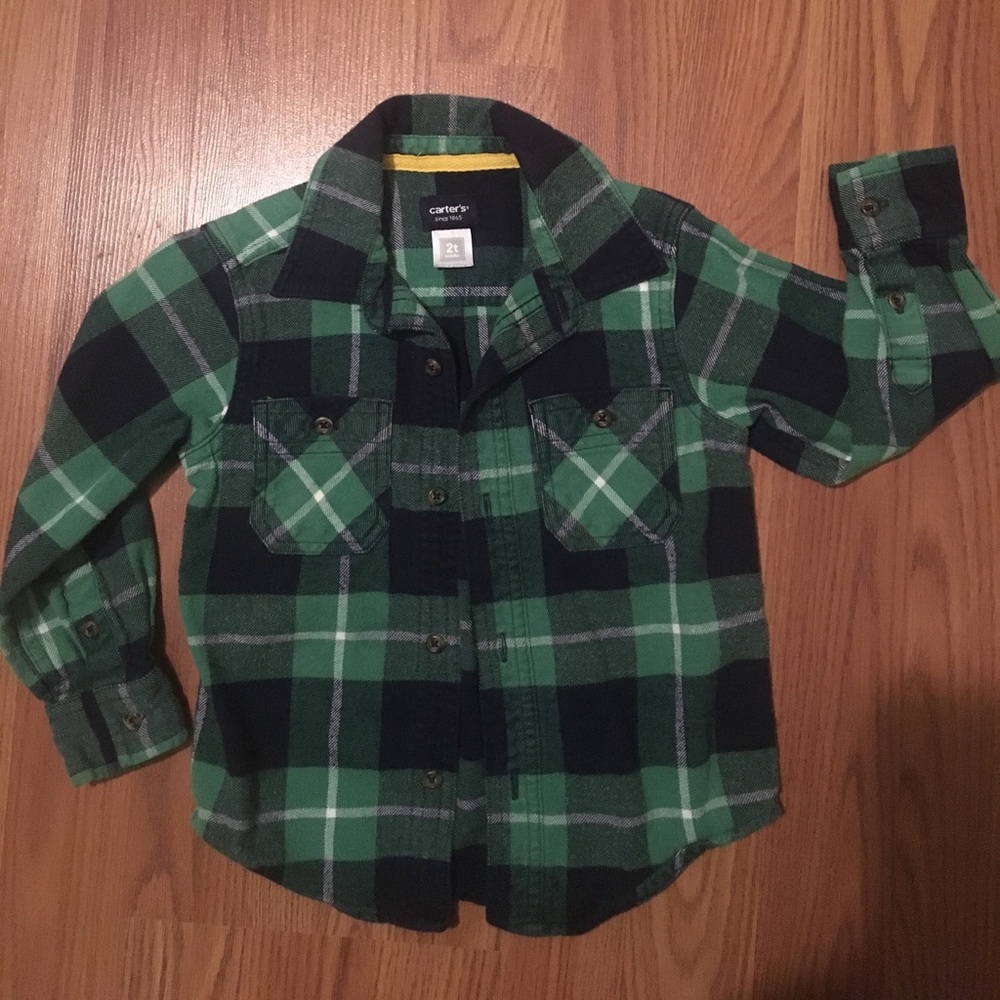 Carter’s Green/Navy Blue Plaid Flannel Shirt